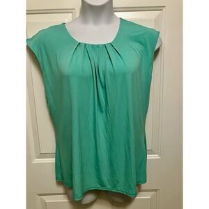 Women's Grayson Size XL Sleeveless Pleated Shell Shirt Green‎ Top Blouse